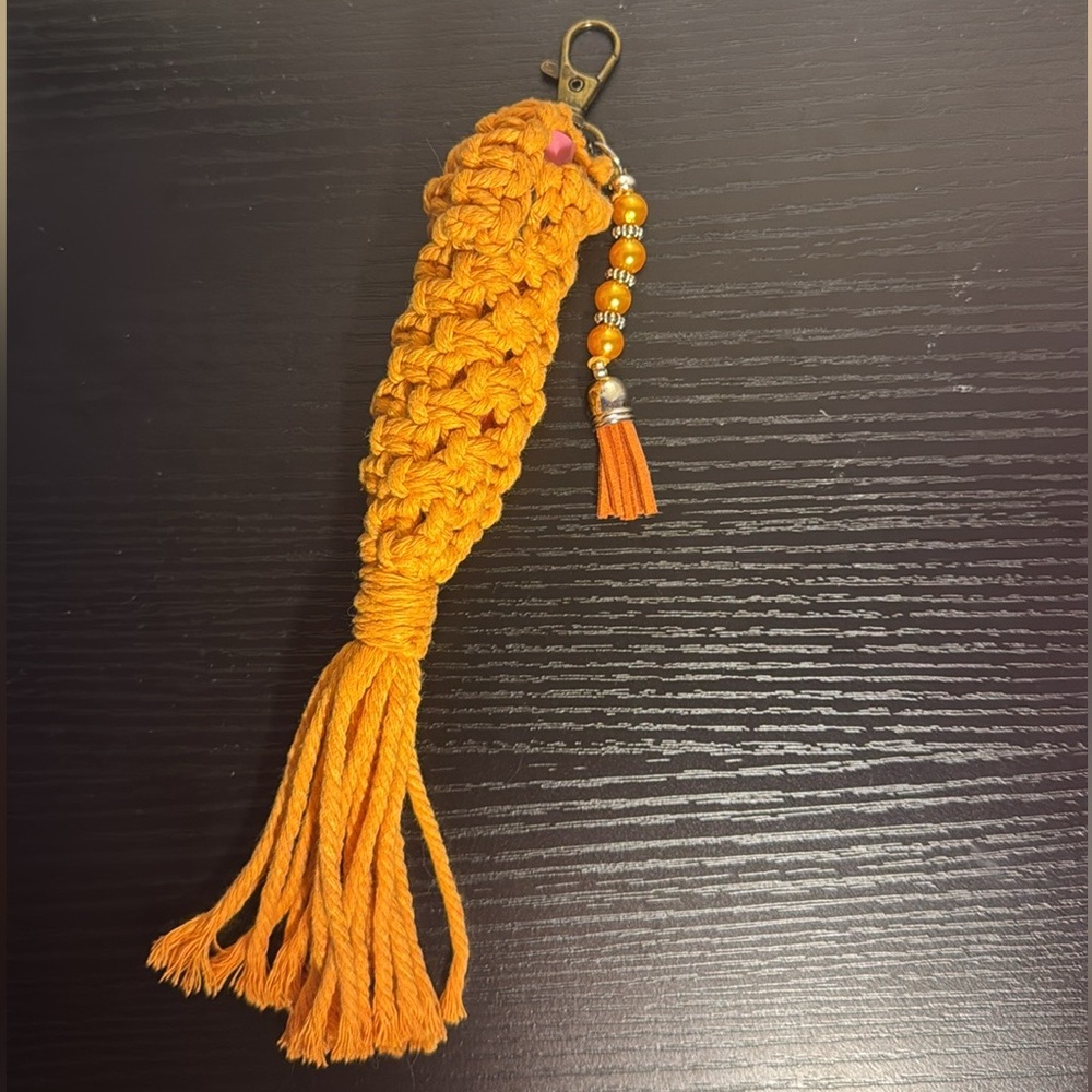 Orange Lip Balm Keychain with Beaded Charm